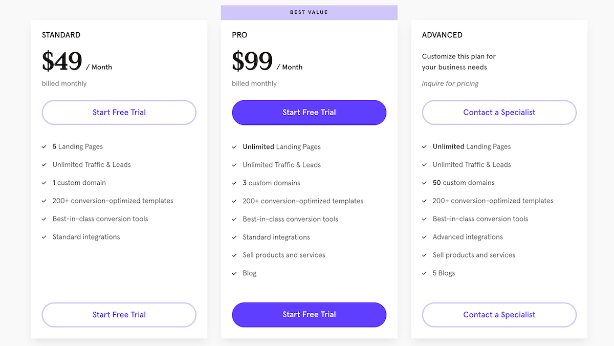Leadpages Pricing